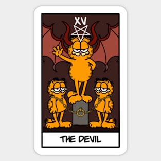 the devil tarot card but it's garfield Sticker